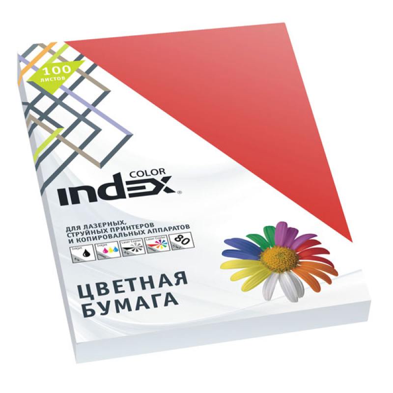 

Бумага цветная Index Color, 100 листов, А4, красный