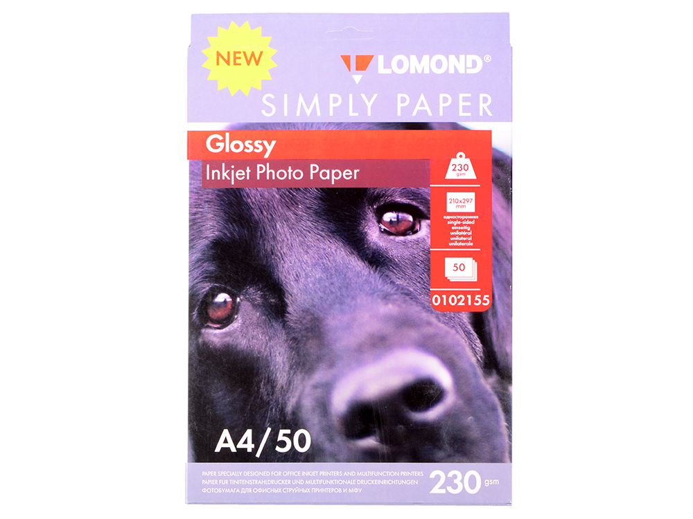 

Фотобумага Lomond Simply A4 230г/м2 50л белый глянцевое покрытие для струйной печати 0102155
