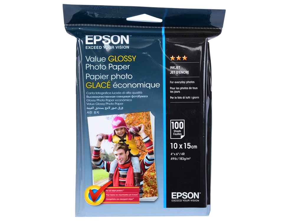 

Фотобумага Epson Value Glossy Photo Paper 10x15cm (100 листов) (183 г/м2)