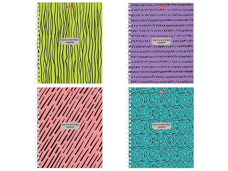 

Тетрадь 80 л., HATBER, гребень, клетка, обложка мелованный картон, "Sketch pattern"