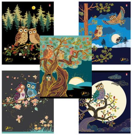 

Тетрадь 48 л. АЛЬТ, клетка, конгрев, фольга, выборочный лак, "Совы. Сказочный лес"
