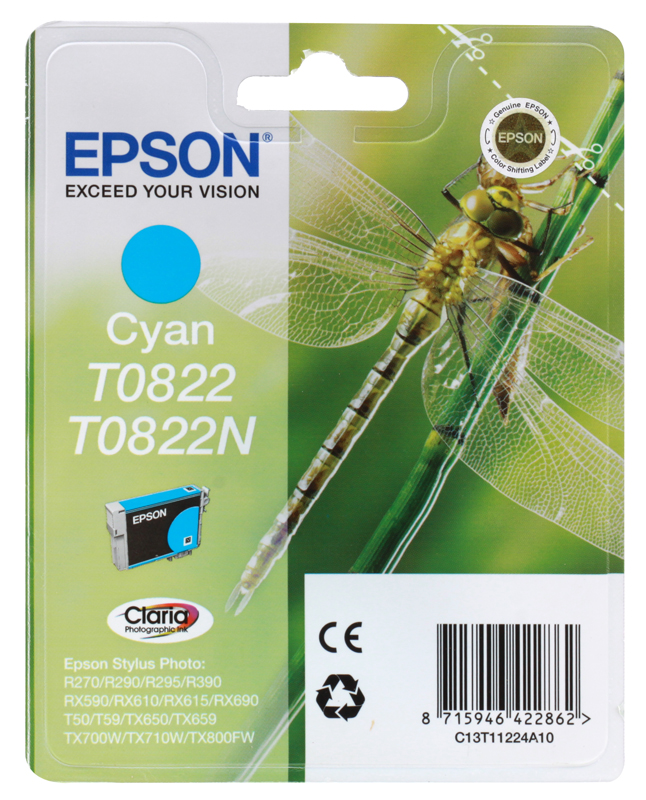 

Картридж Epson Original T08224A для R270/390/RX590 голубой (C13T11224A10)