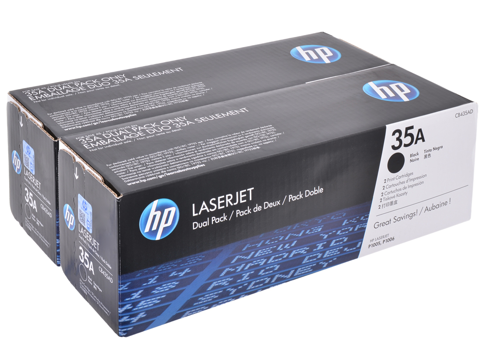 

Картридж HP CB435AD двойная упаковка (черный для LJ P1005/P1006, 1500 страниц)