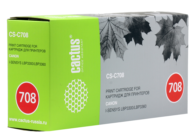

Картридж CACTUS CS-C708 для принтеров CANON i-SENSYS LBP3300/LBP3360, черный, 2500 стр.