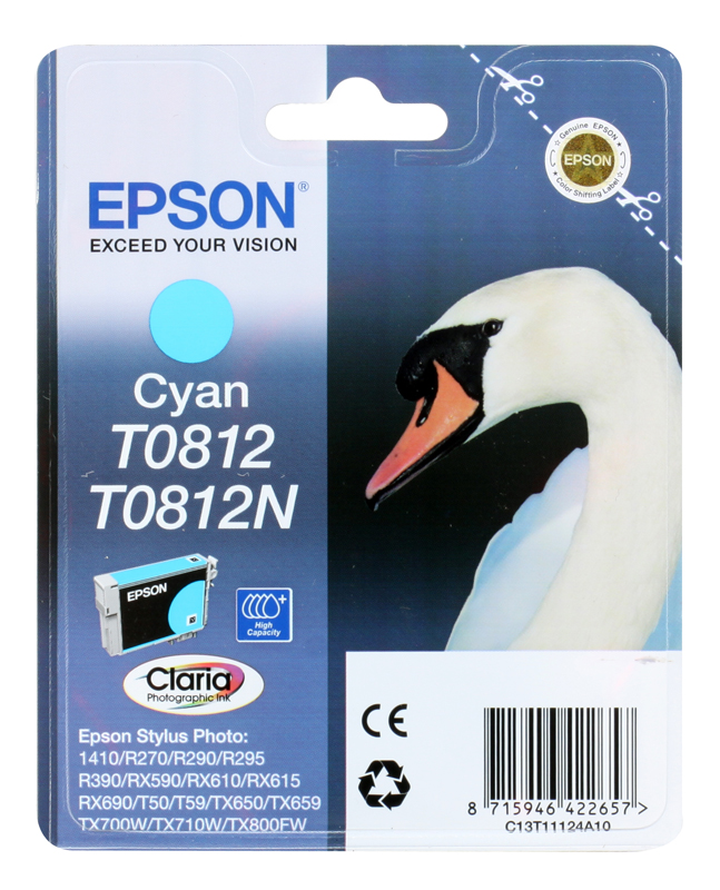 Картридж Epson Original T11124A10 Cyan (повышенной емкости) для R270/ 390/ RX590