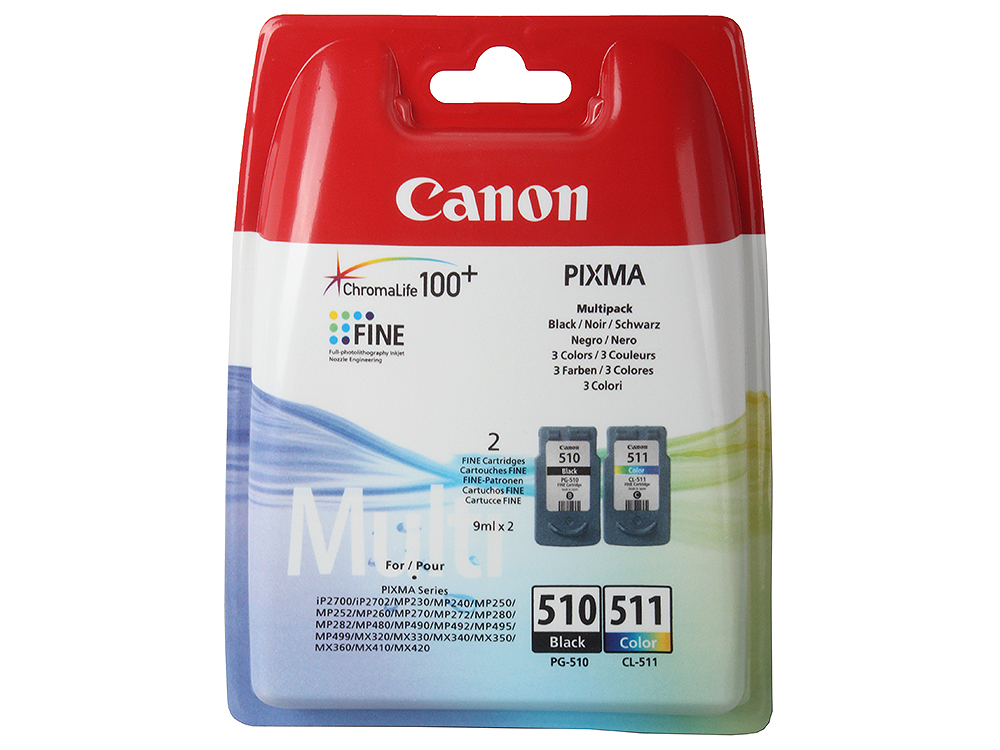 Набор картриджей Canon PG-510/CL-511 черный (black)/цветной (color) для Canon Pixma MP492, MP230, MP260, MP480, MP240, MP490, MP250, iP2700, MP270, MX 320, MX 330, MP272 Набор картриджей Canon PG-510/CL-511 черный (black)/цветной (color) для Canon Pixma MP492, MP230, MP260, MP480, MP240, MP490, MP250, iP2700, MP270, MX 320, MX 330, MP272