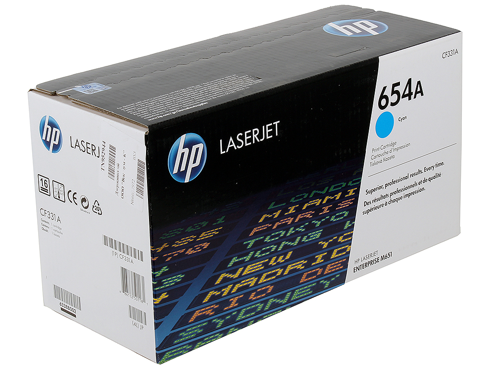Картридж HP CF331A для LaserJet Enterprise Color MFP M680dn/M651n. Голубой. 15000 страниц. (654A)