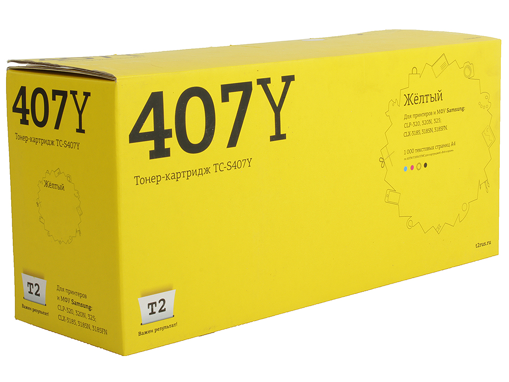 Картридж T2 TC-S407Y для Samsung CLP-320/325/CLX-3185. Жёлтый. 1000 страниц. (CLT-Y407S) Картридж T2 TC-S407Y для Samsung CLP-320/325/CLX-3185. Жёлтый. 1000 страниц. (CLT-Y407S)