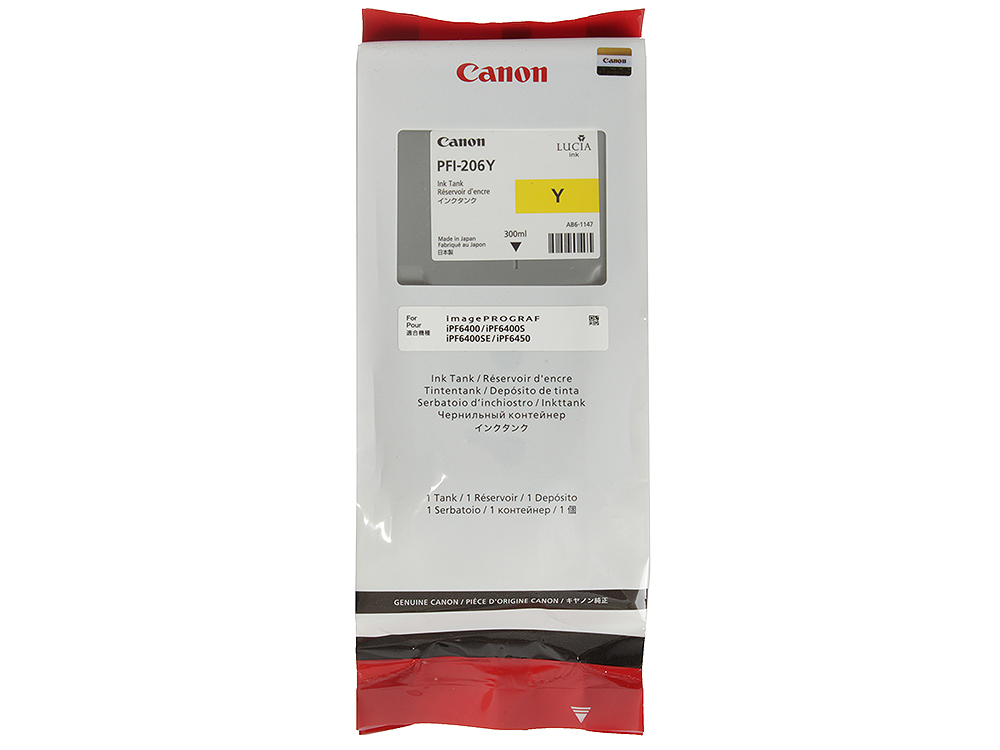 

Картридж Canon PFI-206 Y для плоттера iPF6400/6400S/6400SE/6450. Желтый. 300 мл.