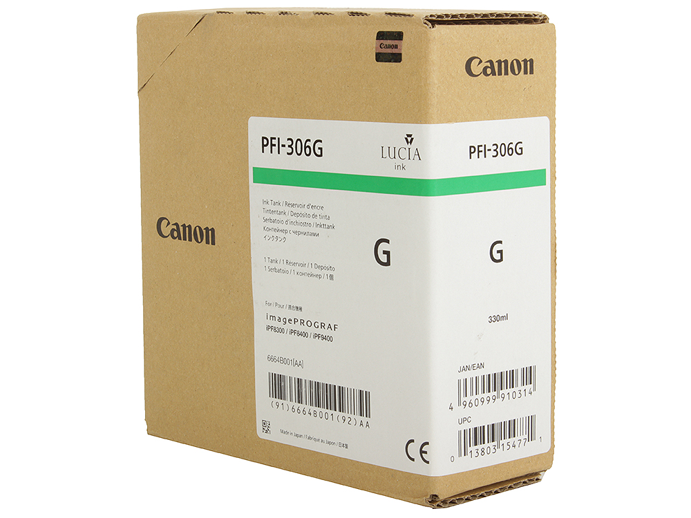 Картридж Canon PFI-306 G для плоттера iPF8400/9400. Зелёный. 330 мл. картридж canon pfi 706bk 6681b001