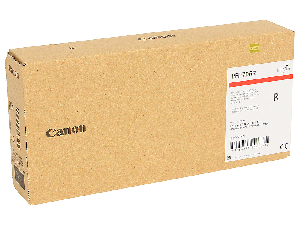 Картридж Canon PFI-706 R для плоттера iPF8400SE/8400/9400. Красный. 700 мл. картридж canon pfi 706bk 6681b001