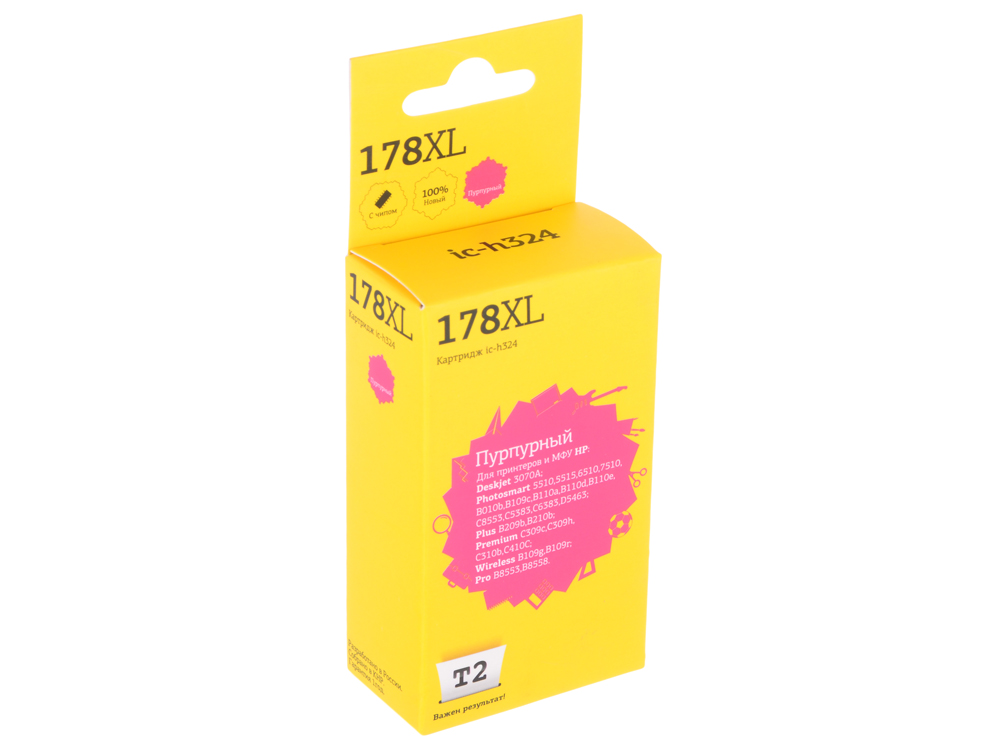 Картридж T2 IC-H324 №178XL (CB324HE) для HP Deskjet 3070A/Photosmart 6510/7510/B110/C8583, пурпурный, с чипом