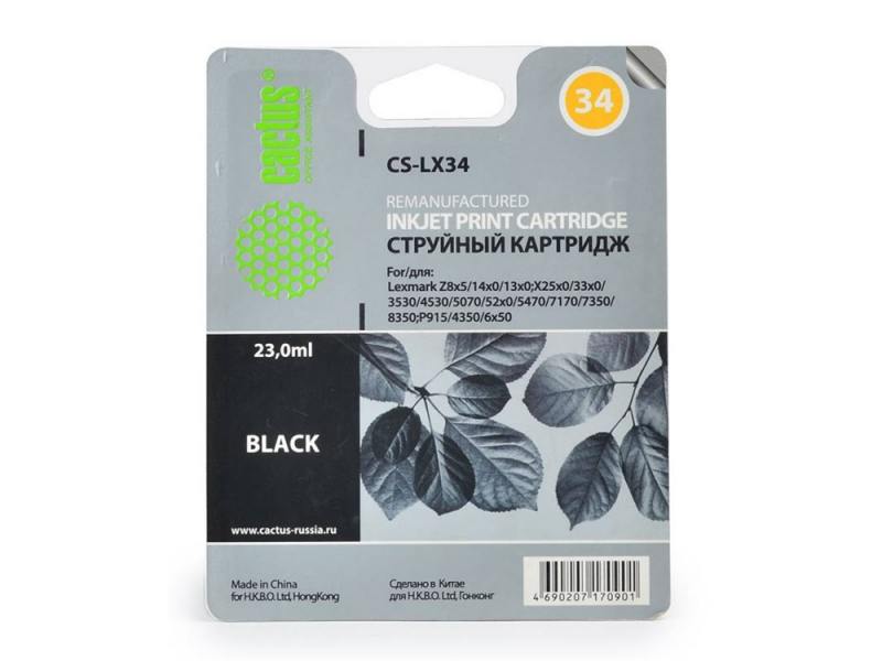 

Картридж Cactus CS-LX34 №34 для Lexmark Z8x5 14x0 13x0 X25x0 33x0 3530 4530 черный