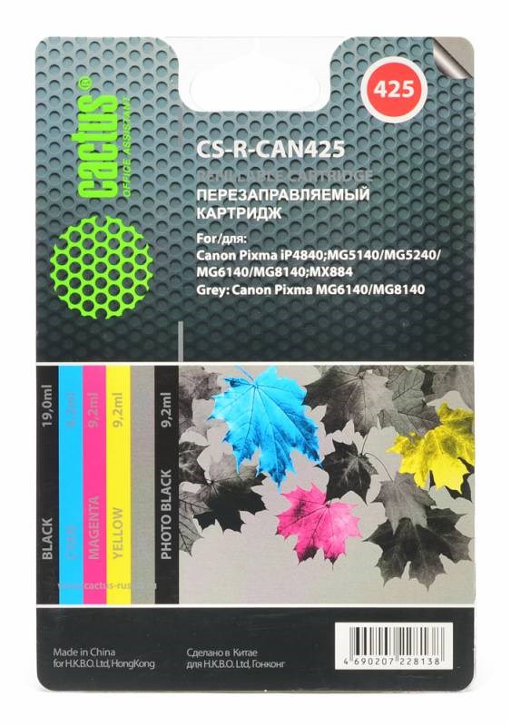

Комплект перезаправляемых картриджей Cactus CS-R-CAN425 для Canon PIXMA iP4840 MG5140/524