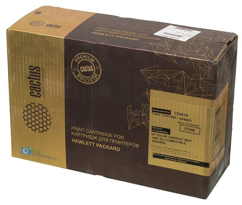 

Тонер-картридж Cactus CSP-CE401A Premium для HP CLJ Color M551 голубой 6000стр