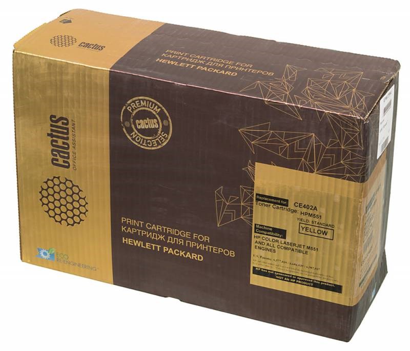 

Тонер-картридж Cactus CSP-CE402A PREMIUM для HP Сolor LaserJet M551 series желтый 6000стр