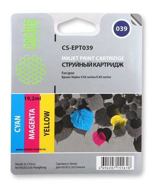 

Картридж Cactus CS-EPT039 для Epson Stylus C43 цветной 550стр