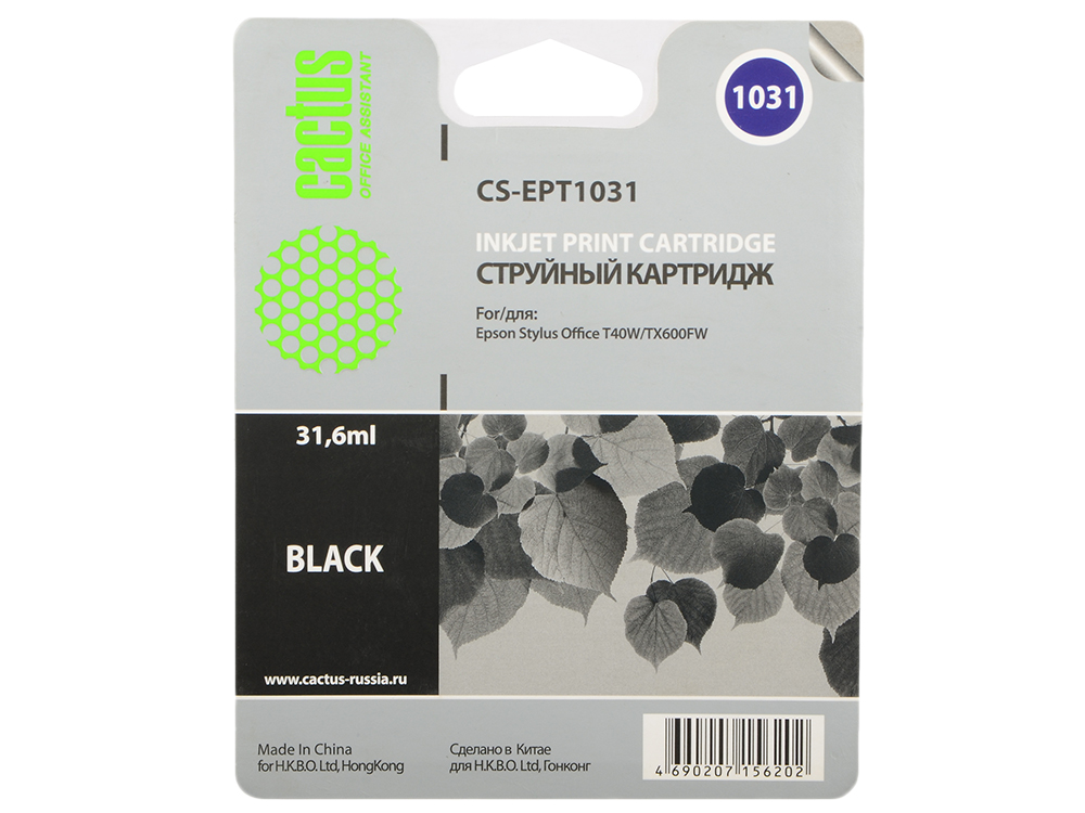 

Картридж Cactus CS-EPT1031 для Epson Stylus Office T40 T40w TX600 TX600fw черный