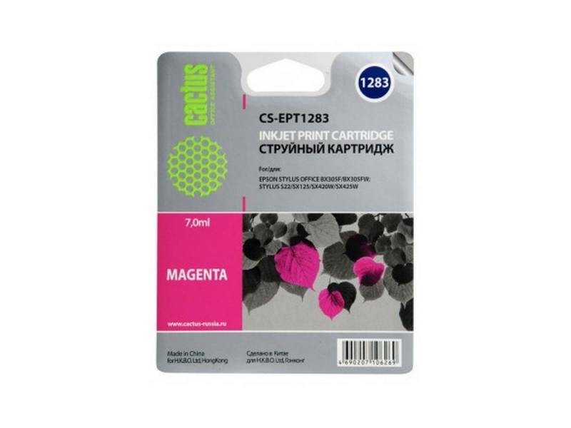 

Картридж Cactus CS-EPT1283 для Epson Stylus S22 SX125 SX420 SX425 BX305 пурпурный 270стр
