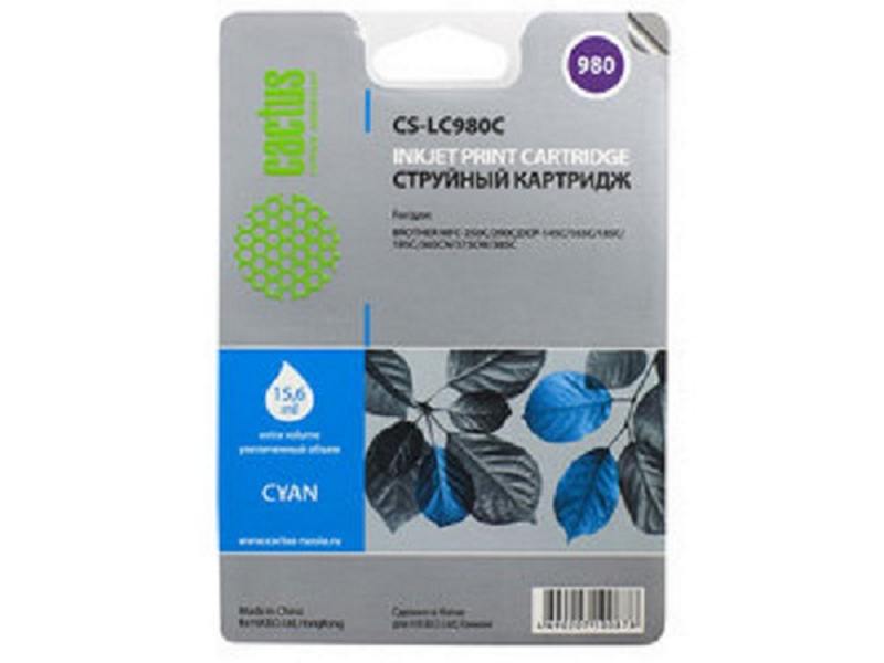 

Картридж Cactus LC-980C для Brother DCP-145C/165C MFC-250C/290C голубой 260стр