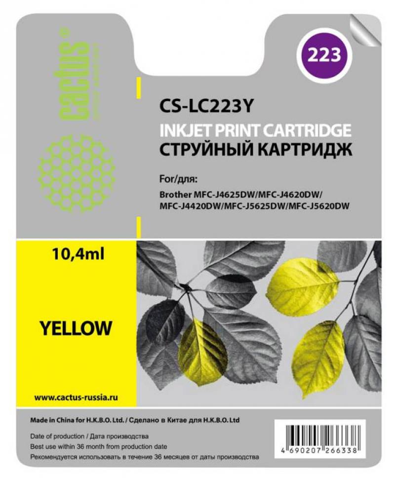 

Картридж струйный Cactus CS-LC223Y желтый для Brother DCP-J4120DW/MFC-J4420DW/J4620DW (550стр.)