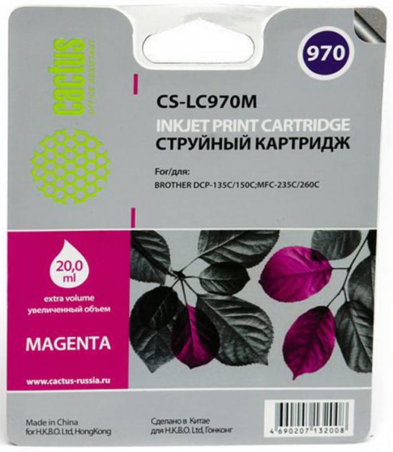 

Картридж струйный Cactus CS-LC970M пурпурный для Brother MFC-260c/235c/DCP-150c/135c (20мл)