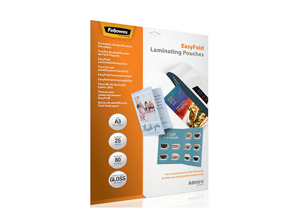 Плёнка для ламинирования Fellowes EasyFold A3 (56020), 80 мкм, глянцевая, 25 шт.