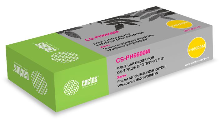 

Картридж Cactus CS-PH6600М пурпурный (magenta) 6000 стр. для Xerox Phaser 6600/WorkCentre 6605