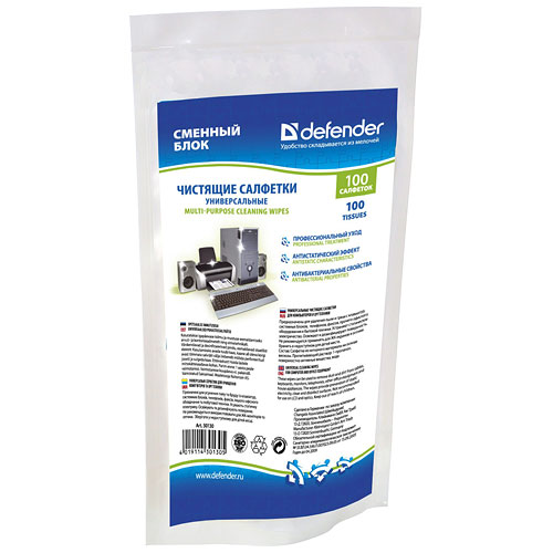 

Чистящие салфетки Defender 30130 (Вкладыш, 100 шт)
