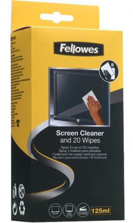Спрей Fellowes FS-99701 для чистки экранов 125мл и 20 абсорбирующих салфеток 99701 CRC-99701 долива дезодорант средиземноморская свежесть спрей 125мл