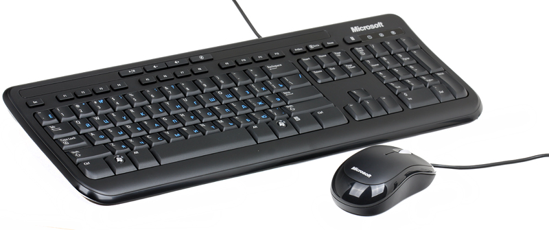 Комплект Microsoft Wired 600 Desktop Black USB клавиатура: 104 клавиши + 5 / мышь: оптическая, 800dpi, 3 кнопки + колесико