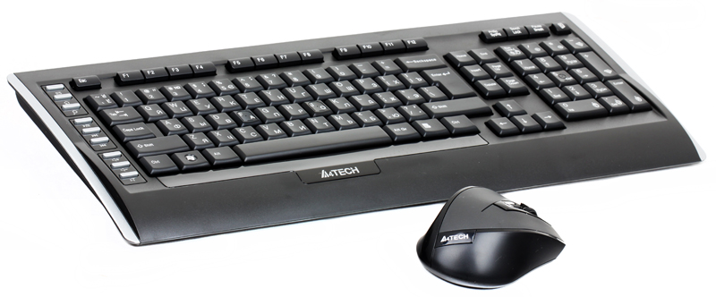 Бесповодной комплект A4 tech W 9300F Black USB(Radio) клавиатура: 104 клавиши + 21 / мышь: оптическая, 2000dpi, 4 кнопки + 4D колесико