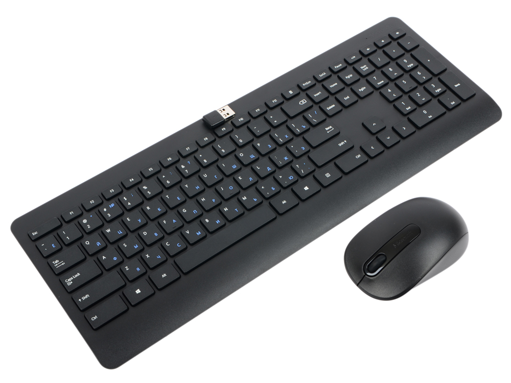 Бесповодной комплект Microsoft 900 Black USB(Radio) клавиатура: 109 клавиш / мышь: оптическая, 1000dpi, 3 кнопки + колесико