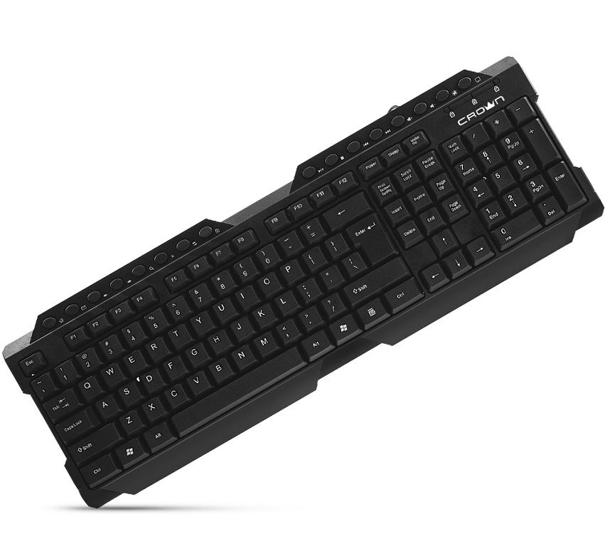 

Клавиатура Crown CMK-158T Black USB проводная, мембранная, 104 клавиши + 19