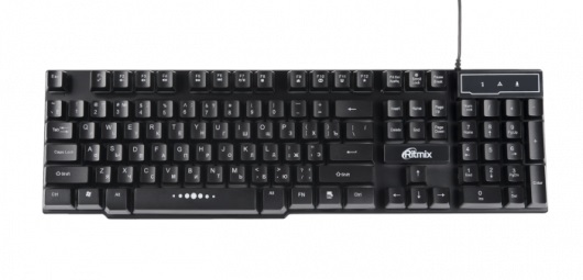 

Клавиатура Ritmix RKB-200 BL Black USB проводная, 104 клавиши + 12
