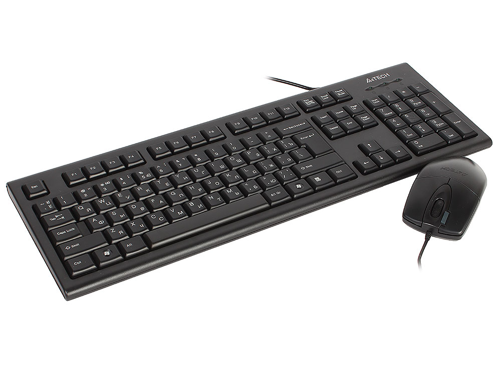Комплект A4Tech KR-8520D Black USB + PS/2 клавиатура: 104 клавиши / мышь: оптическая, 800dpi, 3 кнопки + колесико