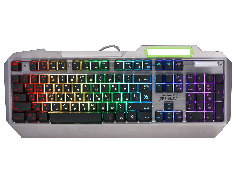 Клавиатура игровая DEFENDER Stainless steel GK-150DL RU,RGB подсветка, 9 режимов, USB Клавиатура игровая DEFENDER Stainless steel GK-150DL RU,RGB подсветка, 9 режимов, USB