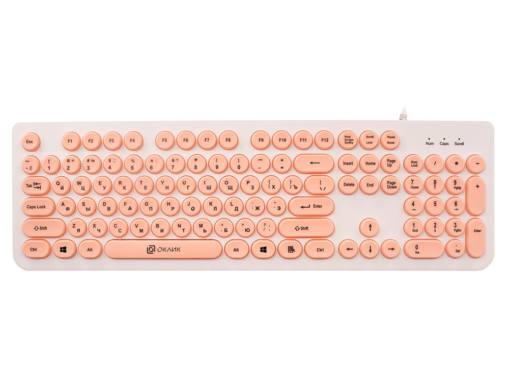 

Клавиатура Oklick 400MR белый/розовый USB slim Multimedia