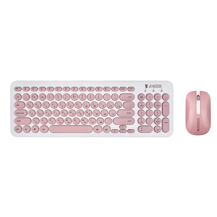 Беспроводной набор мультимедийной слим-клавиатуры и мыши Jet.A SlimLine KM30 W,1xUSB ин,бело-розовый