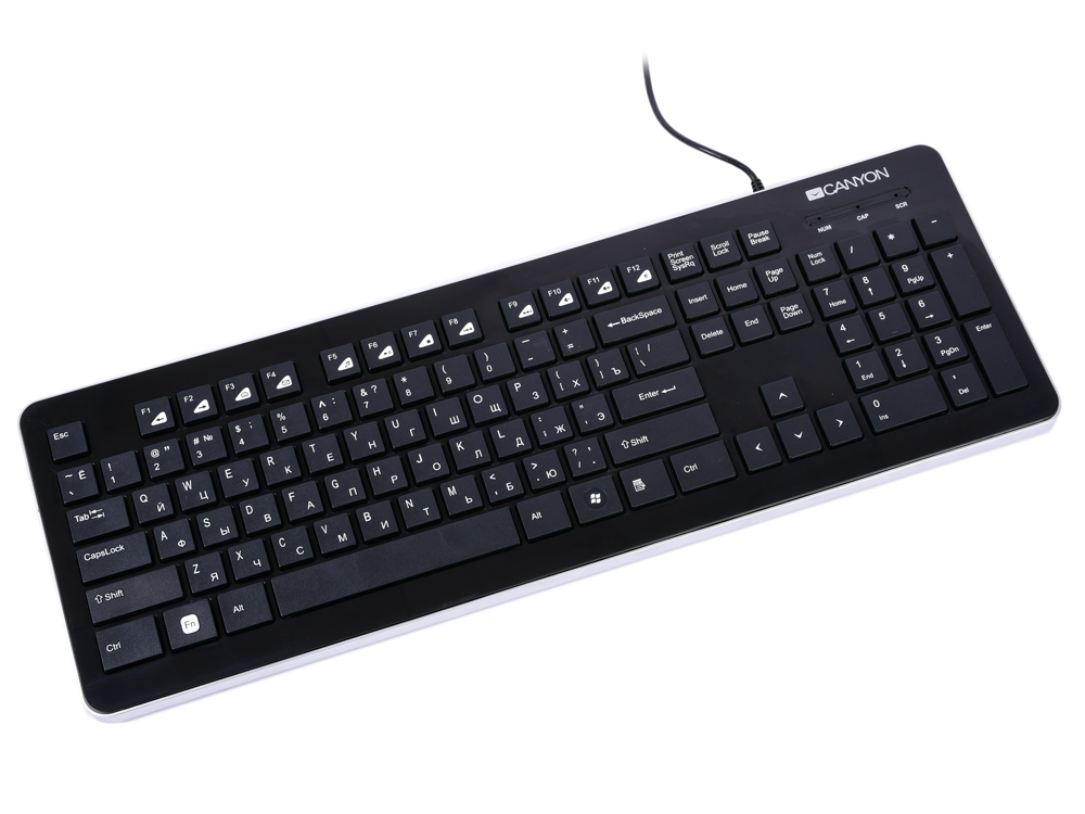 

Клавиатура CANYON CNS-HKB3-RU, USB, черный, 12 мультимедийных горячих клавиш,стильные 3 мм плоские кнопки с противоскользящим покрытием