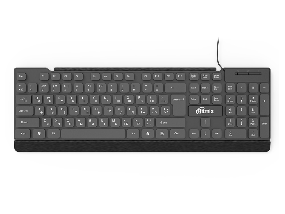 

Клавиатура Ritmix RKB-107 Black USB проводная, мембранная, 104 клавиши