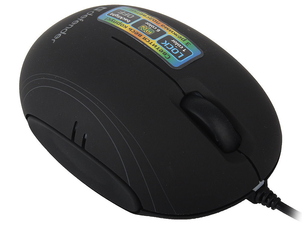 

Мышь Defender Rainbow MS-770L Black (черн) 2 кн+кл 1000 dpi, подсвет.5цв