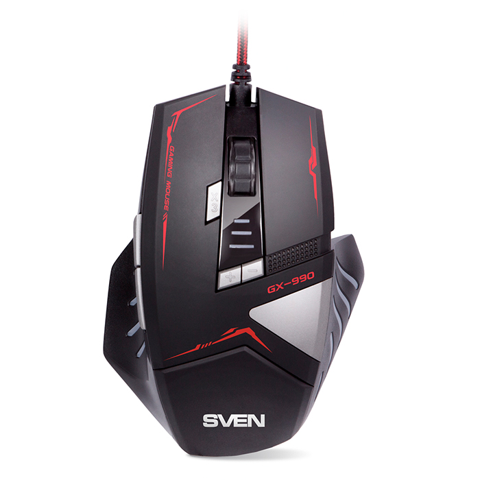 

Мышь игровая SVEN GX-990 Gaming, чёрная,2500 dpi,7+1 клавиш, подсветка мыши, ПО в комплекте