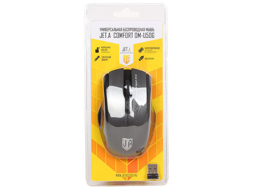 

Мышь беспроводная Jet.A Comfort OM-U50G Black USB(Radio) оптическая, 1600 dpi, 3 кнопки + колесо