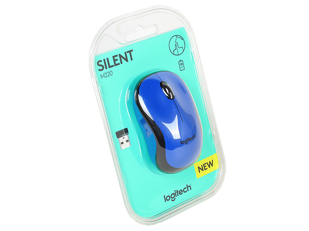 Мышь беспроводная Logitech M220 Silent Blue USB(Radio) оптическая, 1000 dpi, 2 кнопки + колесо
