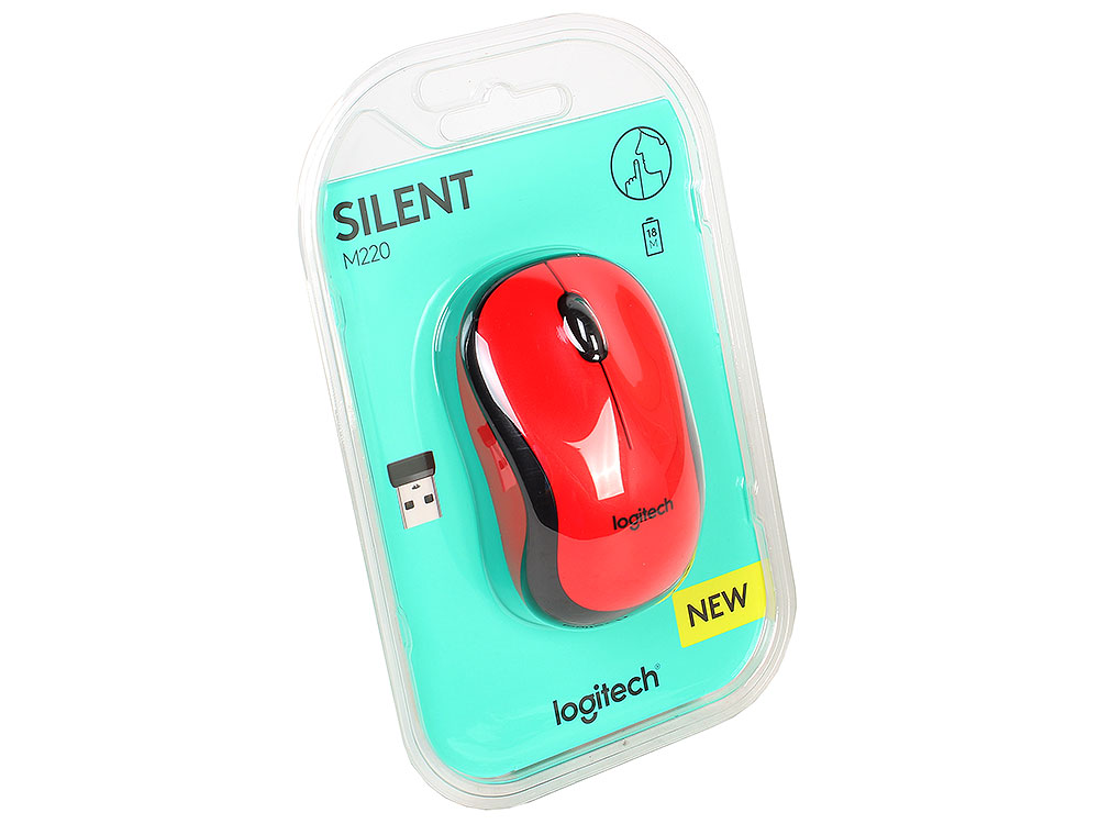 Мышь беспроводная Logitech M220 Silent Red USB(Radio) оптическая, 1000 dpi, 2 кнопки + колесо