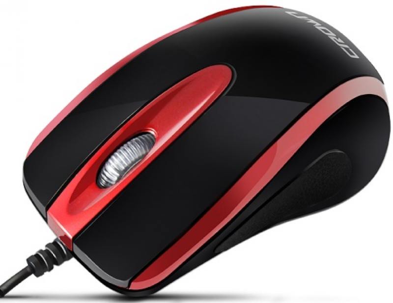 Мышь Crown CMM-014 Black/Red USB проводная, оптическая, 800 dpi, 2 кнопки + колесо