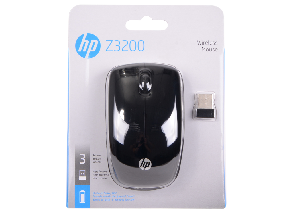 

Мышь беспроводная HP Z3200 JOE44AA Black USB оптическая, 1600 dpi, 2 кнопки + колесо