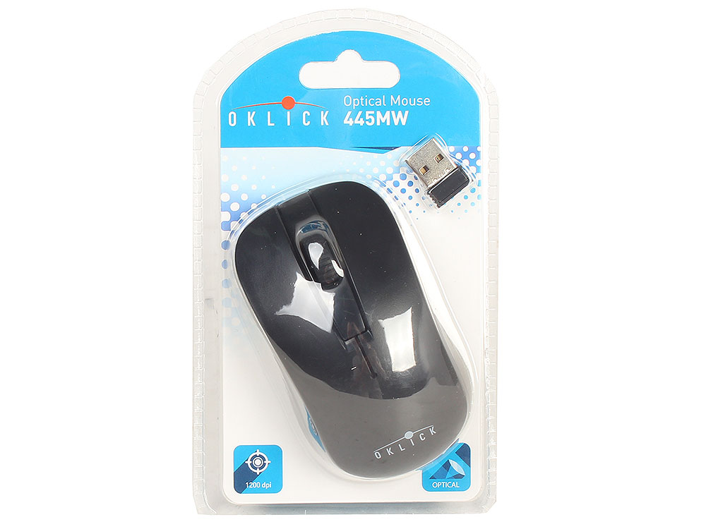 Мышь беспроводная Oklick 445MW Black USB оптическая, 1750 dpi, 3 кнопки + колесо