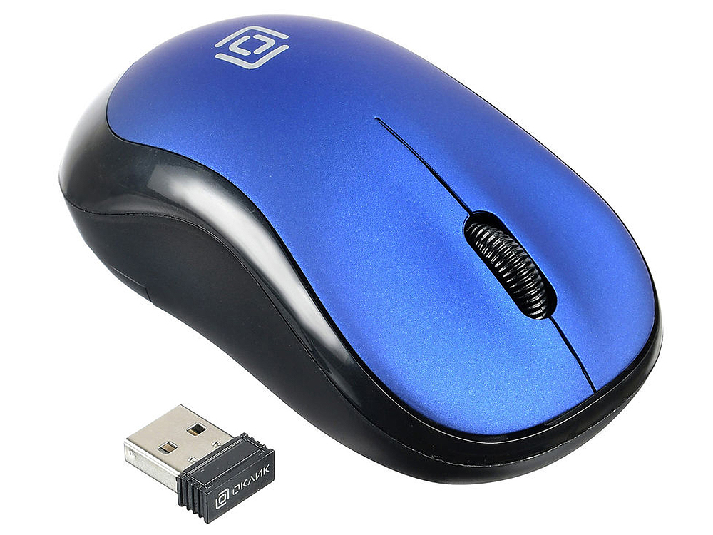 

Мышь Oklick 655MW черный/синий оптическая (1000dpi) беспроводная USB (3but)